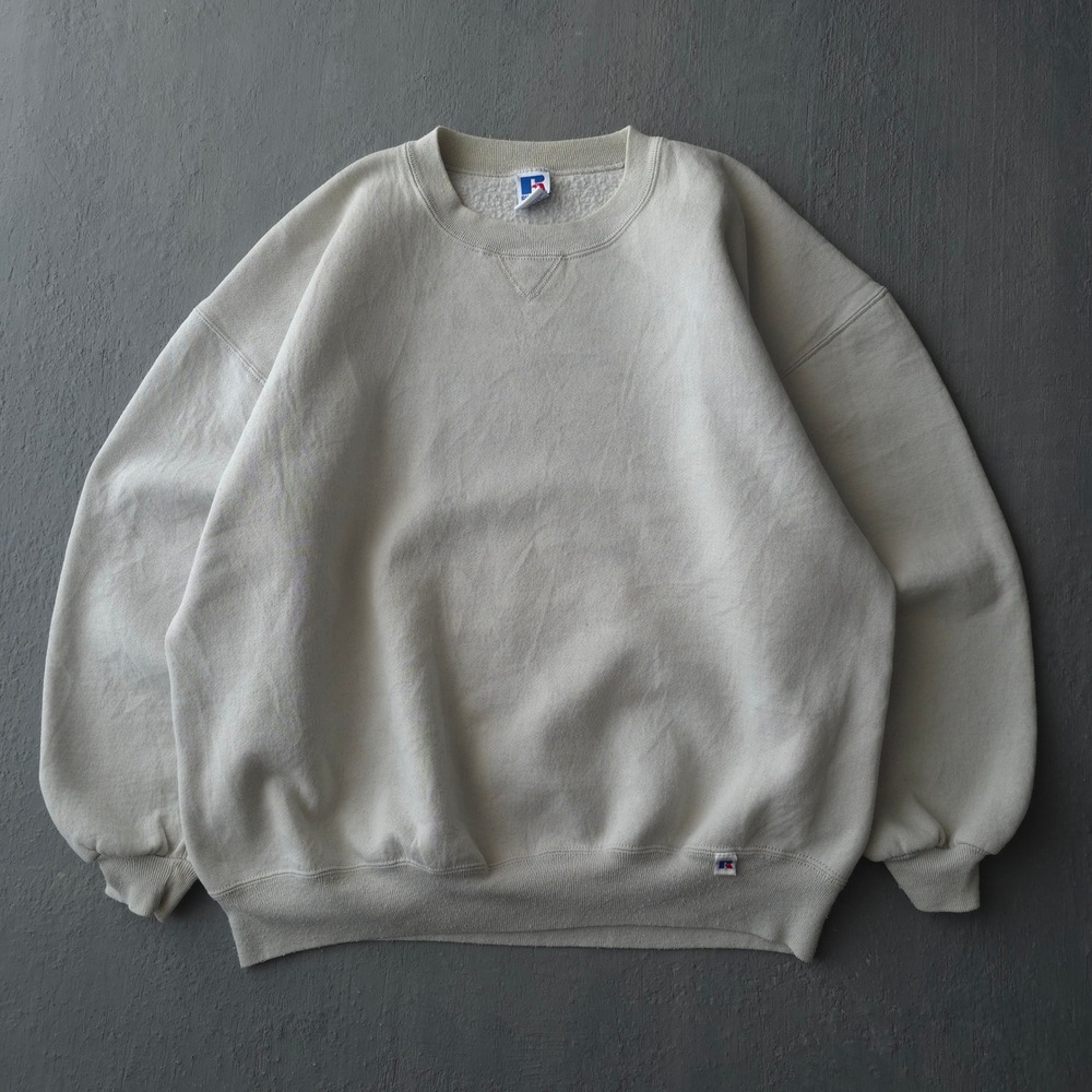 Vintage 90s Russell Athletic Cream Sweatshirt XXL Blank Made in USA